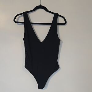 Aritzia Chic Black V-Neck Bodysuit